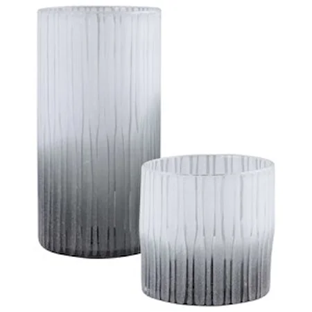 Como Etched Glass Vases, Set of 2